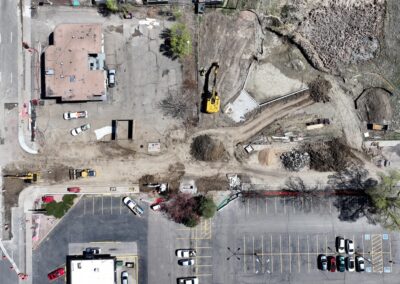 April 7th - Overhead shot of the outfall structure under construction.