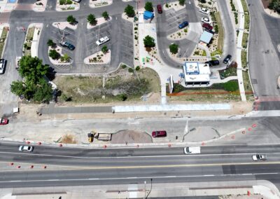 June 16 - Aerial photo showing new sidewalk installation on Colfax.