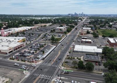 Aerial picture showing Colfax operating all lanes.