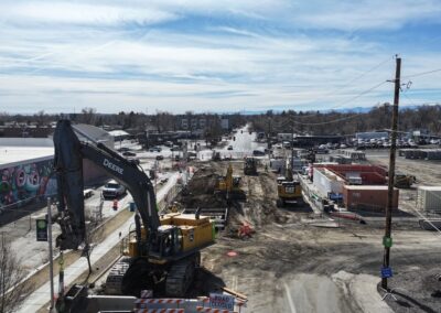Aerial picture looking south at the construction on Pierce St.