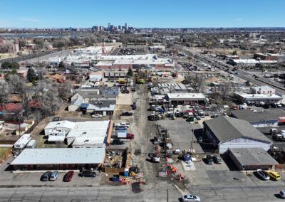 Aerial picture showing construction work on Lakewood Pl.