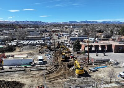 Aerial picture showing construction work on Lakewood Pl.