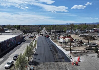 Aerial picture of Pierce St. being paved.