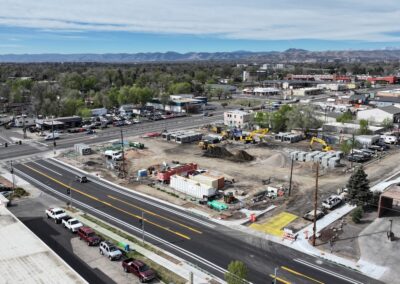 Aerial picture showing Pierce St. open after construction.