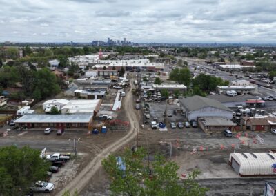 Aerial picture showing the the construction path on Lakewood Pl.