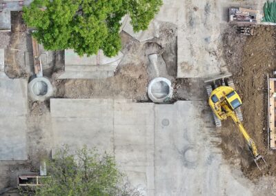 Aerial picture looking down on construction on 16th Ave.
