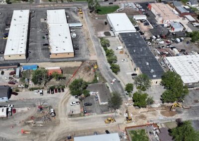 Aerial picture looking west over the construction on 16th Ave.