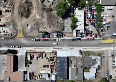 Aerial picture showing the paving progress on Lakewood Pl.