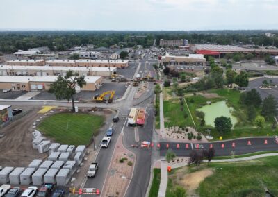 Aerial picture of the closure on Teller St.