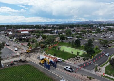Aerial photo of the construction on Teller St.