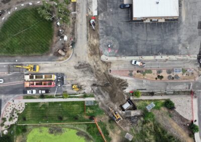 Top down aerial photo of the construction on Teller St.