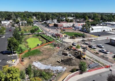 An aerial picture of the construction on Teller St.