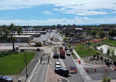 Aerial picture of construction activities on Teller St.
