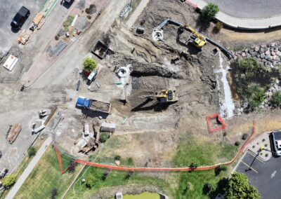 Aerial picture of construction activities on Teller St.