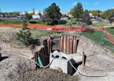 Aerial picture of construction activities on Teller St.